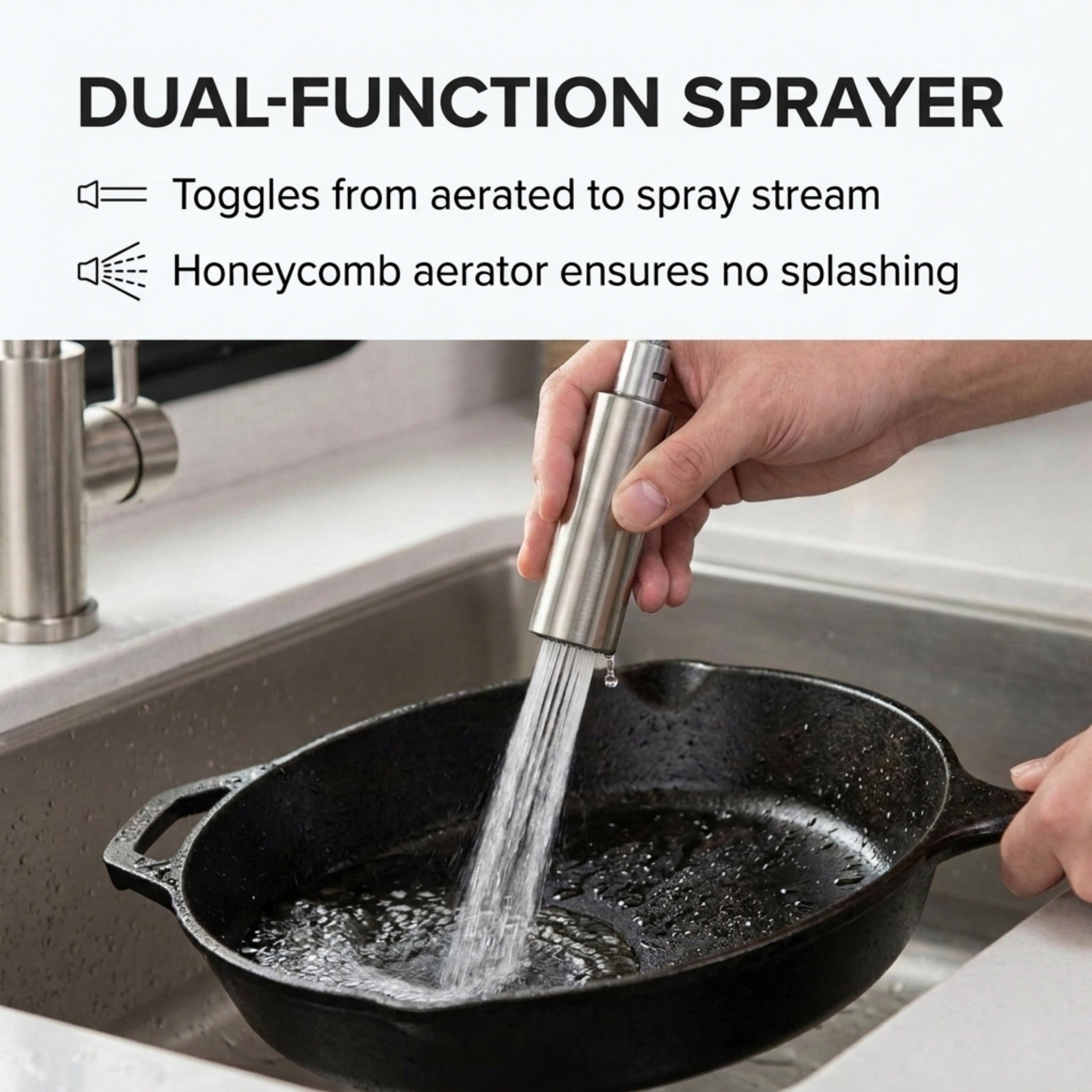 Swivel High-Arc Spring RV Kitchen Faucet with Pull-Down Sprayer (DF-MK504SLK)