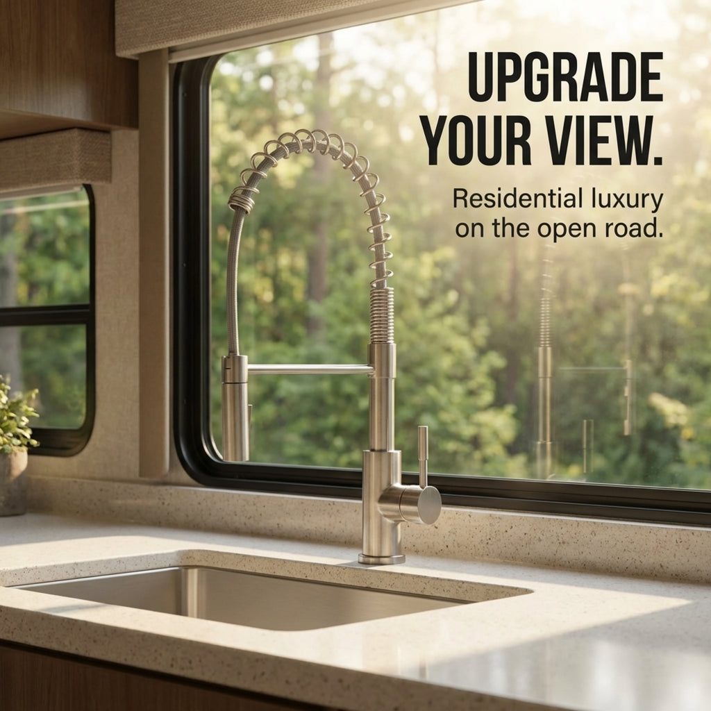 Swivel High-Arc Spring RV Kitchen Faucet with Pull-Down Sprayer (DF-MK504SLK)