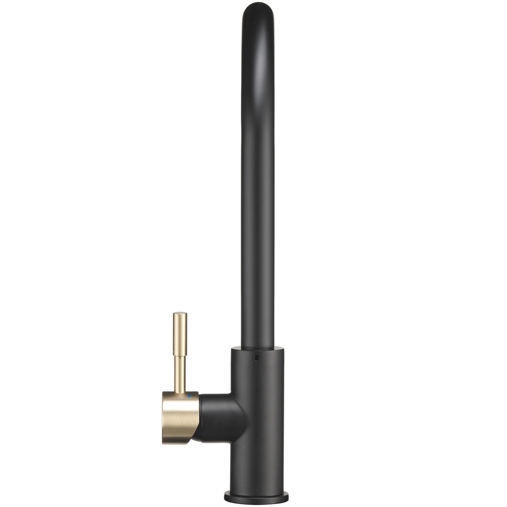 Dura Faucet DF-MK530SLK RV Streamline Single Handle Pull-Down Kitchen Sink Faucet - Optional Deck Plate (NEW) - Matte Black / Matte Gold