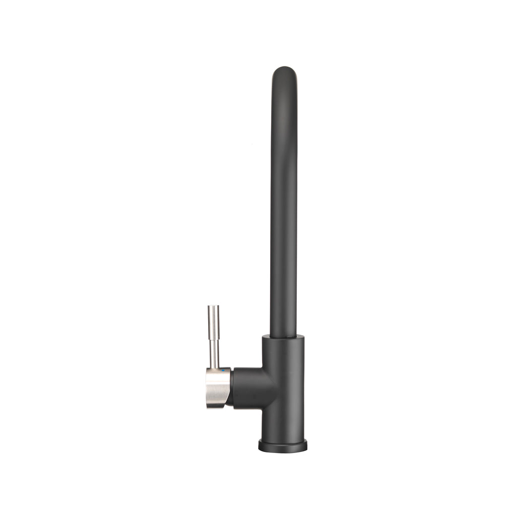 Dura Faucet DF-MK530SLK RV Streamline Single Handle Pull-Down Kitchen Sink Faucet - Optional Deck Plate (NEW) - Matte Black / Brushed Satin Nickel