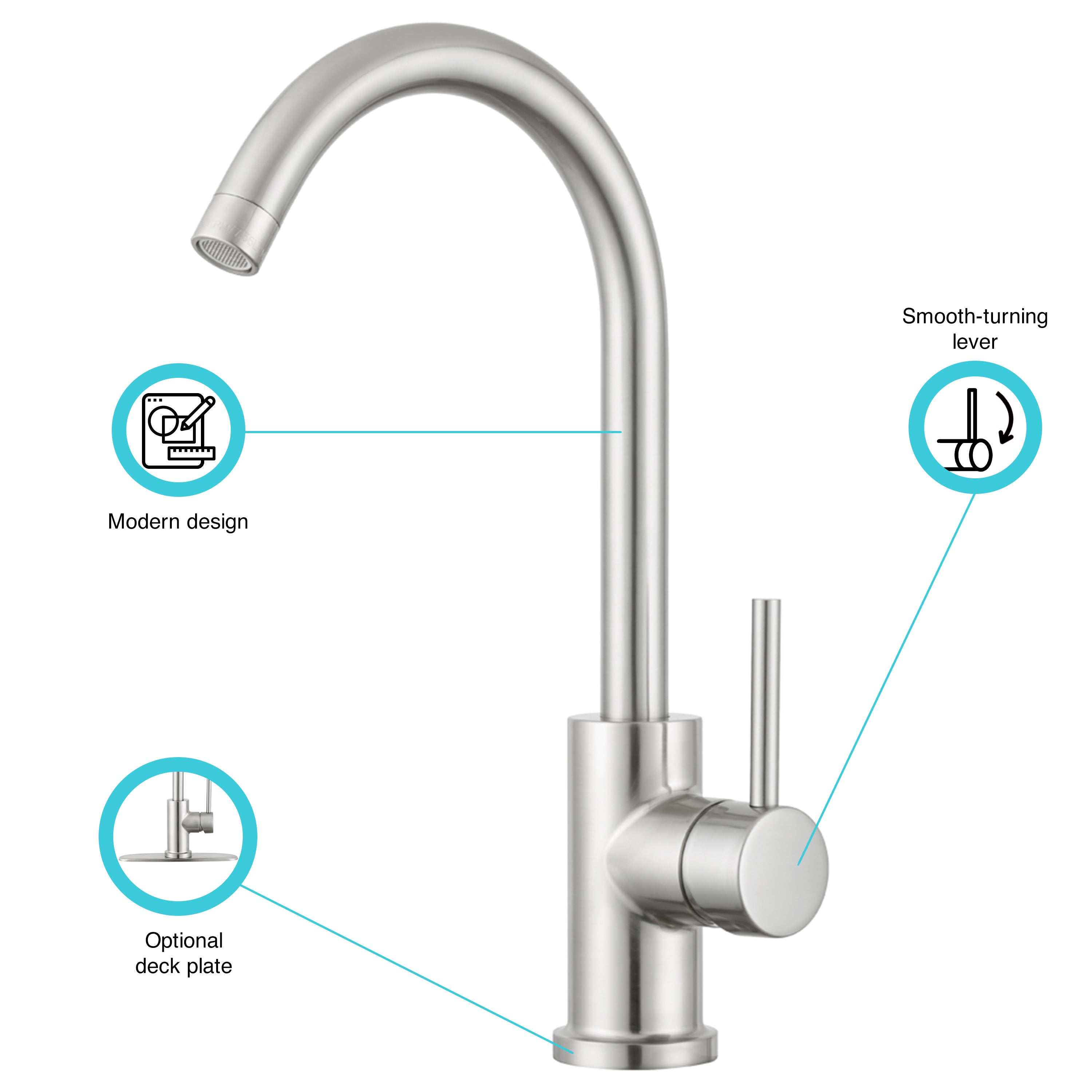 Dura Faucet DF-MK531LK Streamline Gooseneck RV Kitchen Faucet - image 2