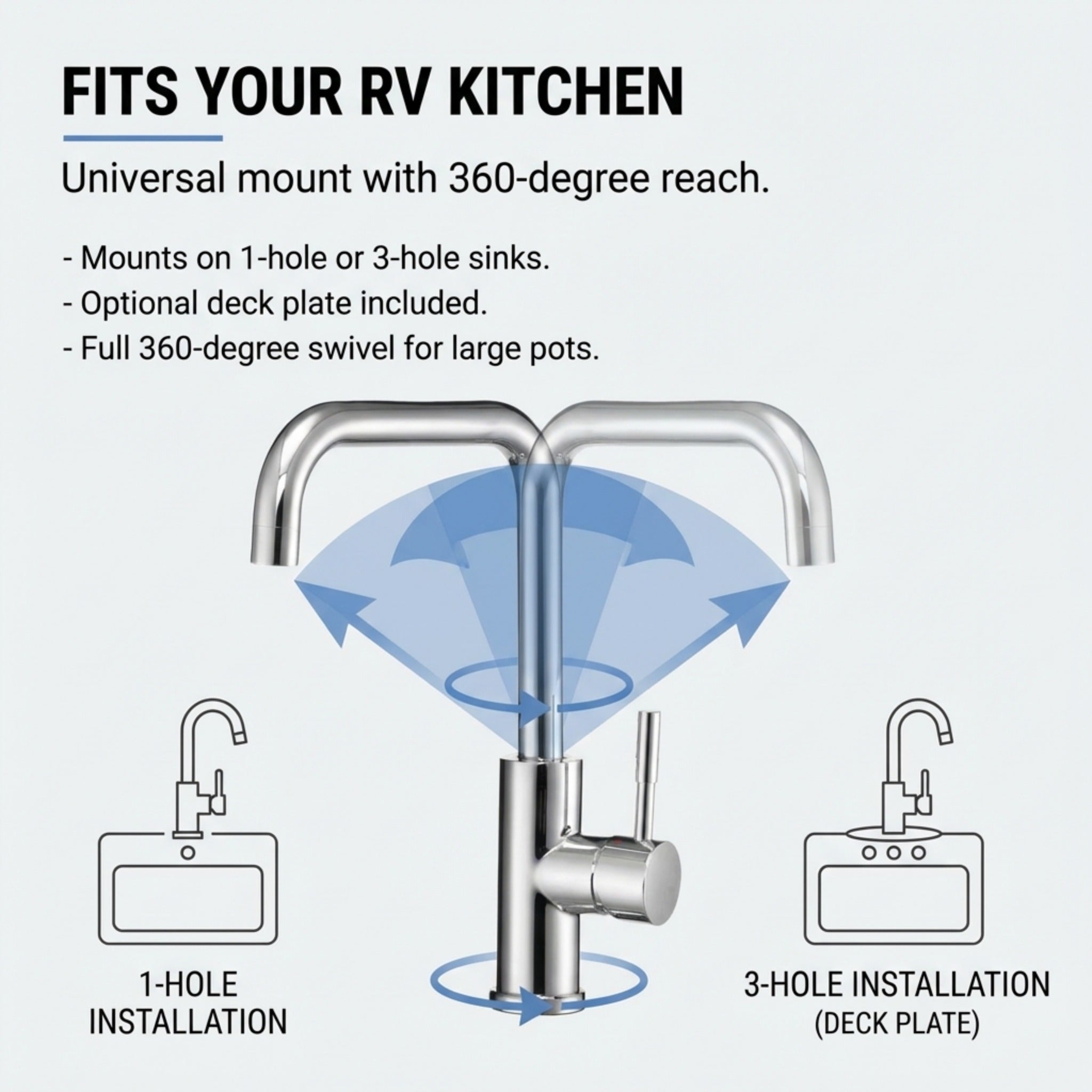 Streamline Squared-Arc Single-Handle RV Kitchen Faucet (DF-MK533LK)