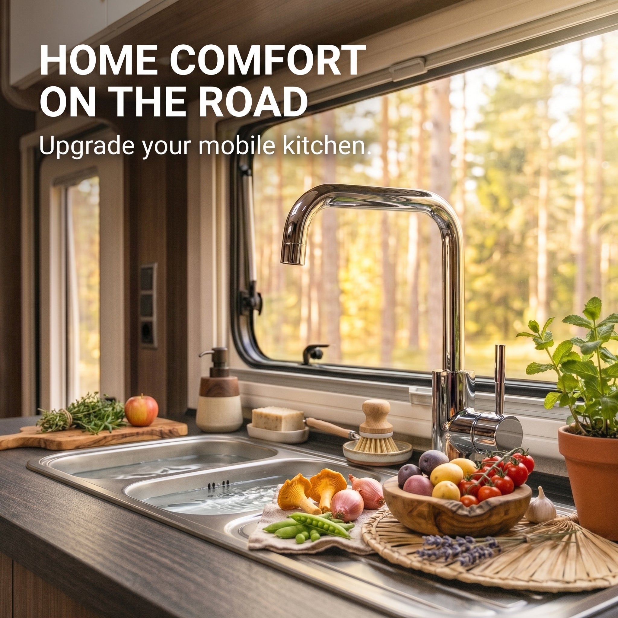 Streamline Squared-Arc Single-Handle RV Kitchen Faucet (DF-MK533LK)