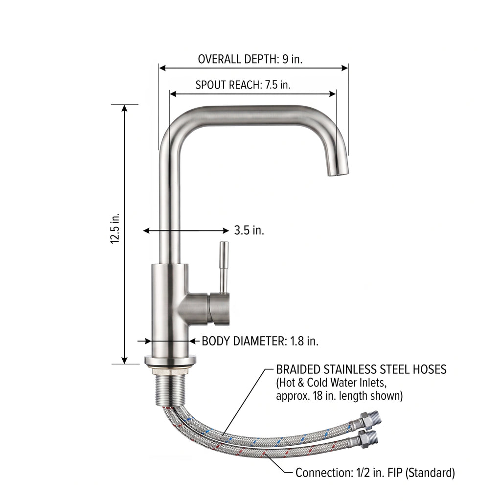 Streamline Squared-Arc Single-Handle RV Kitchen Faucet (DF-MK533LK)