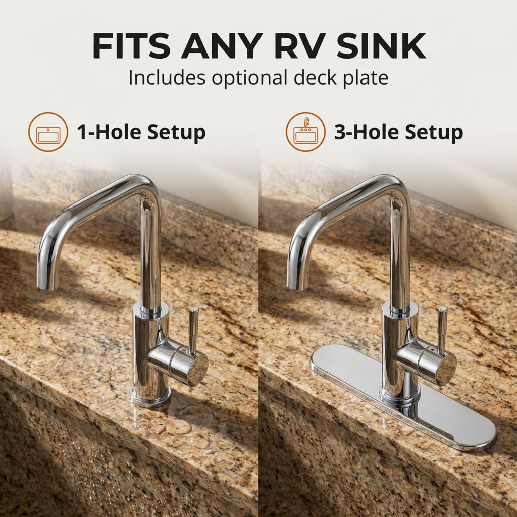 Streamline Squared-Arc Single-Handle RV Kitchen Faucet (DF-MK533LK)
