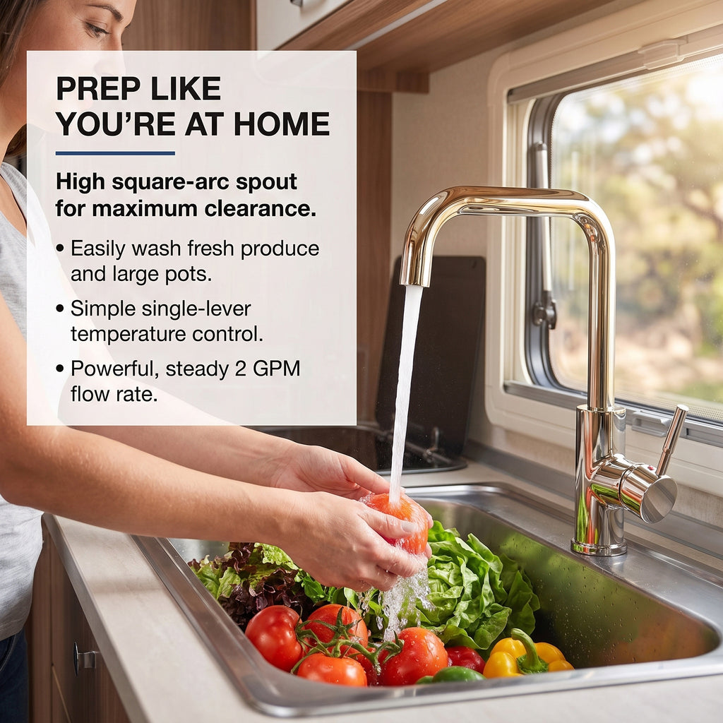 Streamline Squared-Arc Single-Handle RV Kitchen Faucet (DF-MK533LK)