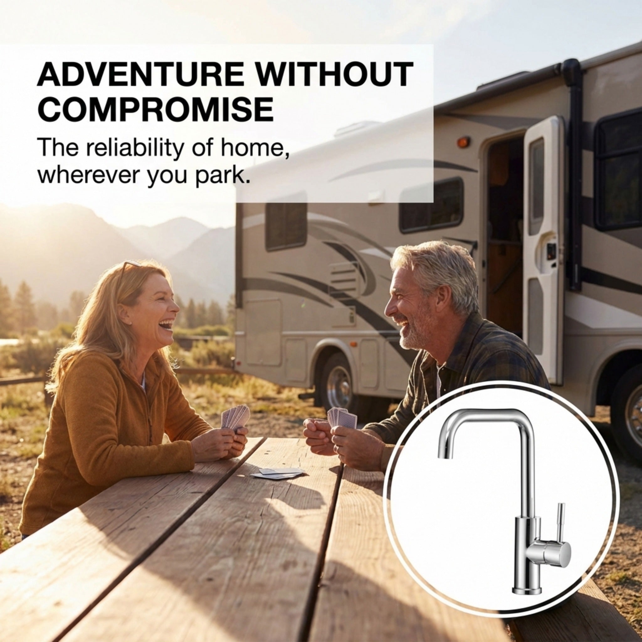 Streamline Squared-Arc Single-Handle RV Kitchen Faucet (DF-MK533LK)