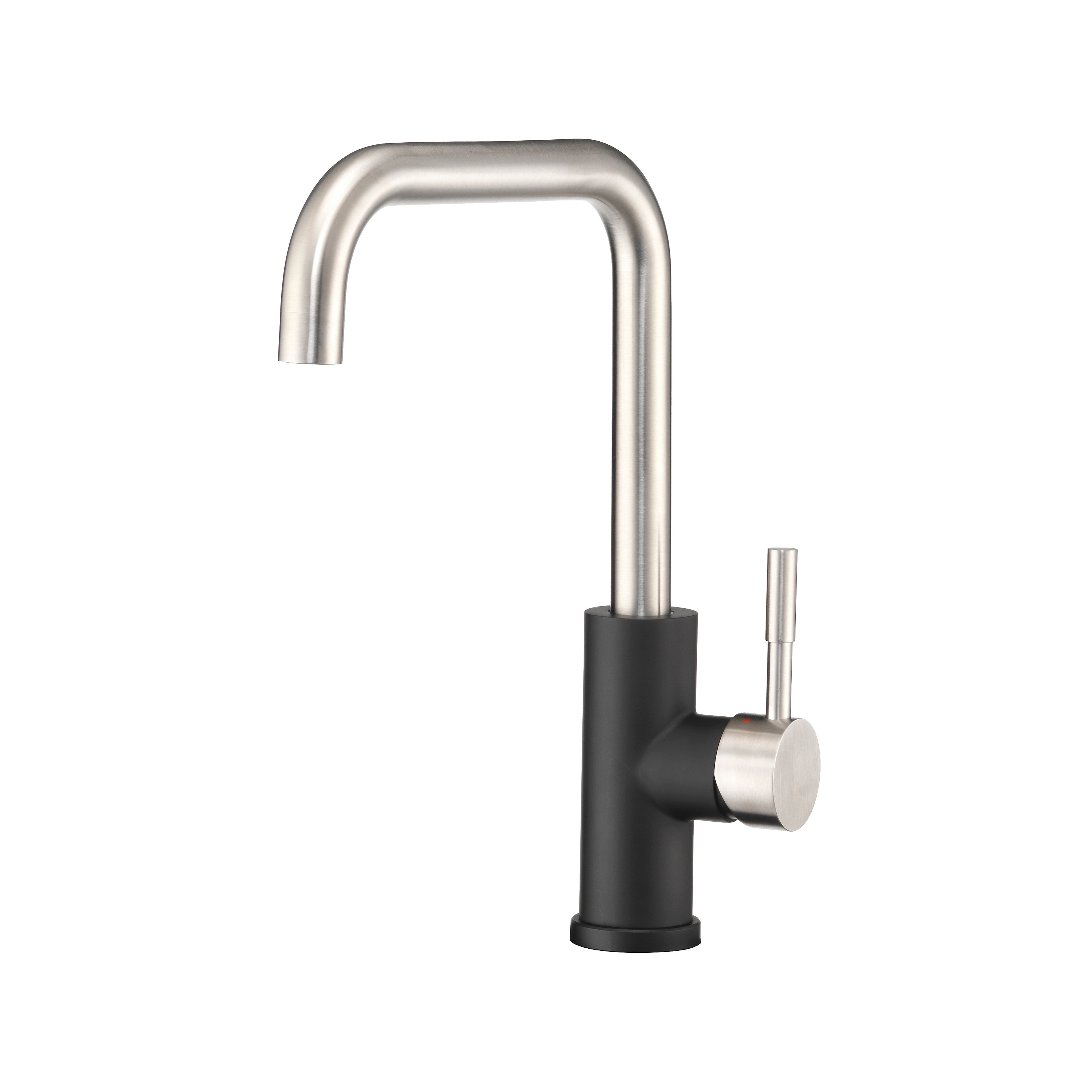Dura Faucet DF-MK533LK RV Streamline Squared-Arc Single Handle Kitchen Sink Faucet - Optional Deck Plate (NEW) - Matte Black and Brushed Satin Nickel