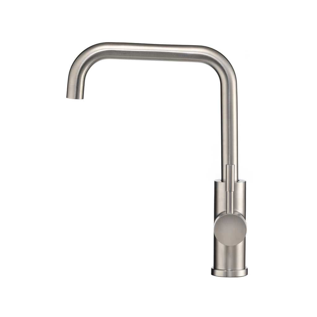 Dura Faucet DF-MK533LK RV Streamline Squared-Arc Single Handle Kitchen Sink Faucet - Optional Deck Plate (NEW) - Brushed Satin Nickel