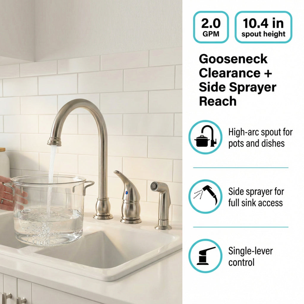 Gooseneck RV Kitchen Faucet with Side Sprayer (DF-NMK301)