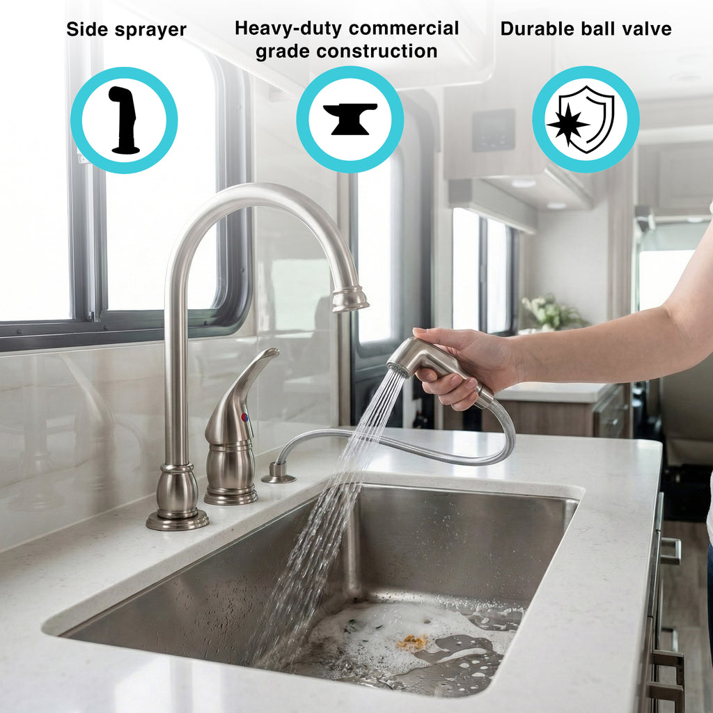 Gooseneck RV Kitchen Faucet with Side Sprayer (DF-NMK301)