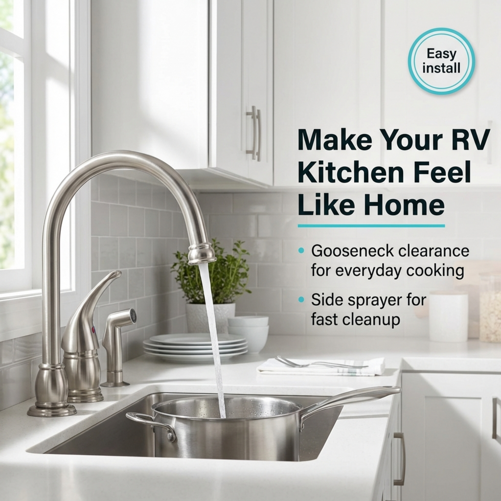 Gooseneck RV Kitchen Faucet with Side Sprayer (DF-NMK301)