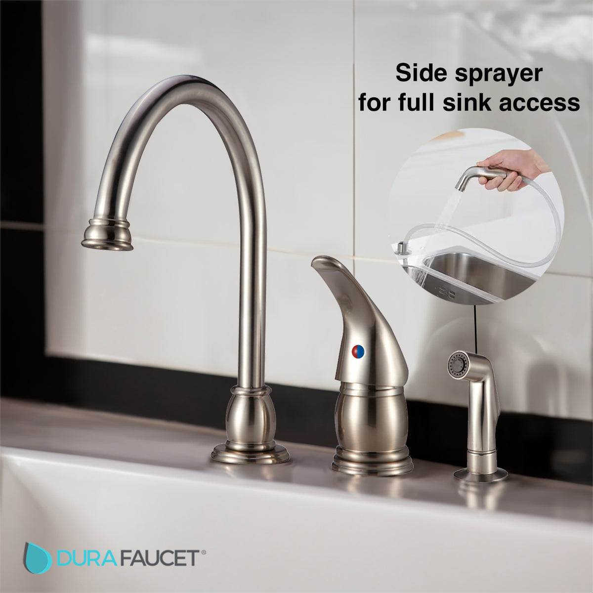 Gooseneck RV Kitchen Faucet with Side Sprayer (DF-NMK301)