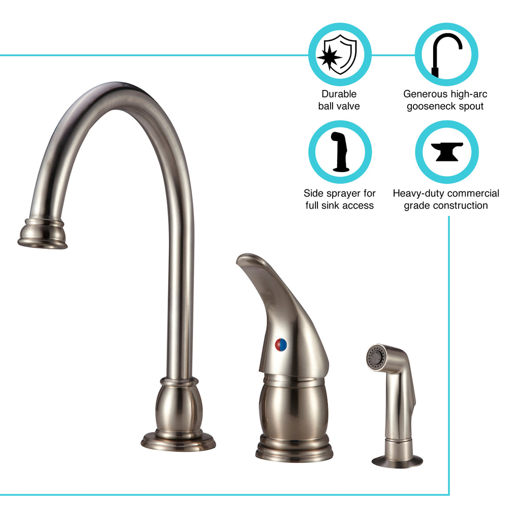 Dura Faucet DF-NMK301 RV Gooseneck Kitchen Sink Faucet with Matching Side Sprayer - image 2