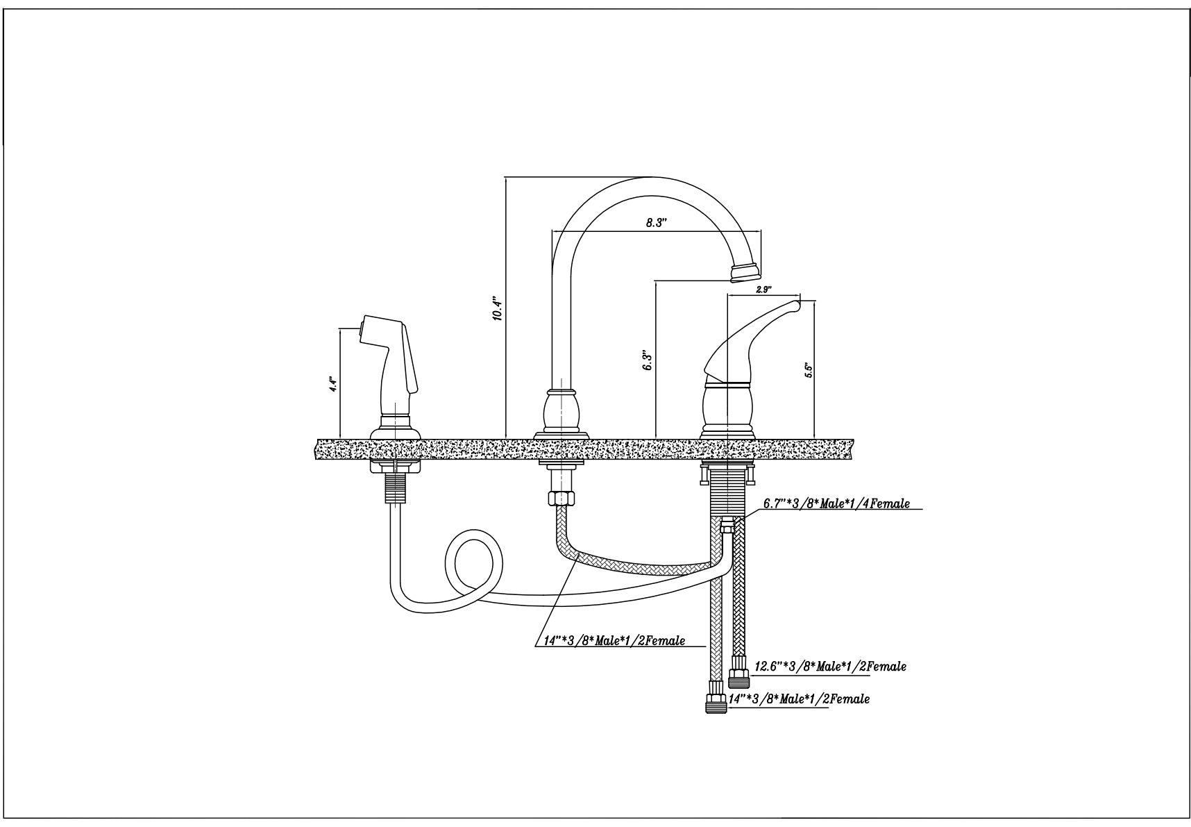 Dura Faucet DF-NMK301 RV Gooseneck Kitchen Sink Faucet with Matching Side Sprayer - image 4