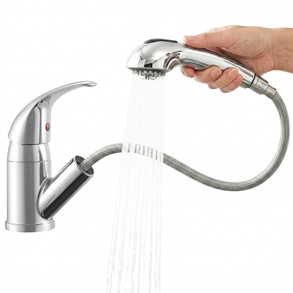 Pull-Out RV Kitchen Faucet with Optional Deck Plate (DF-NMK852)