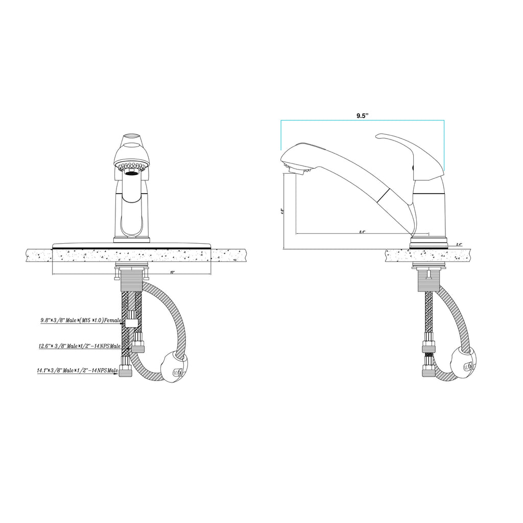 Dura Faucet DF-NMK852 Pull-Out RV Kitchen Faucet with Optional Deck Plate - image 8