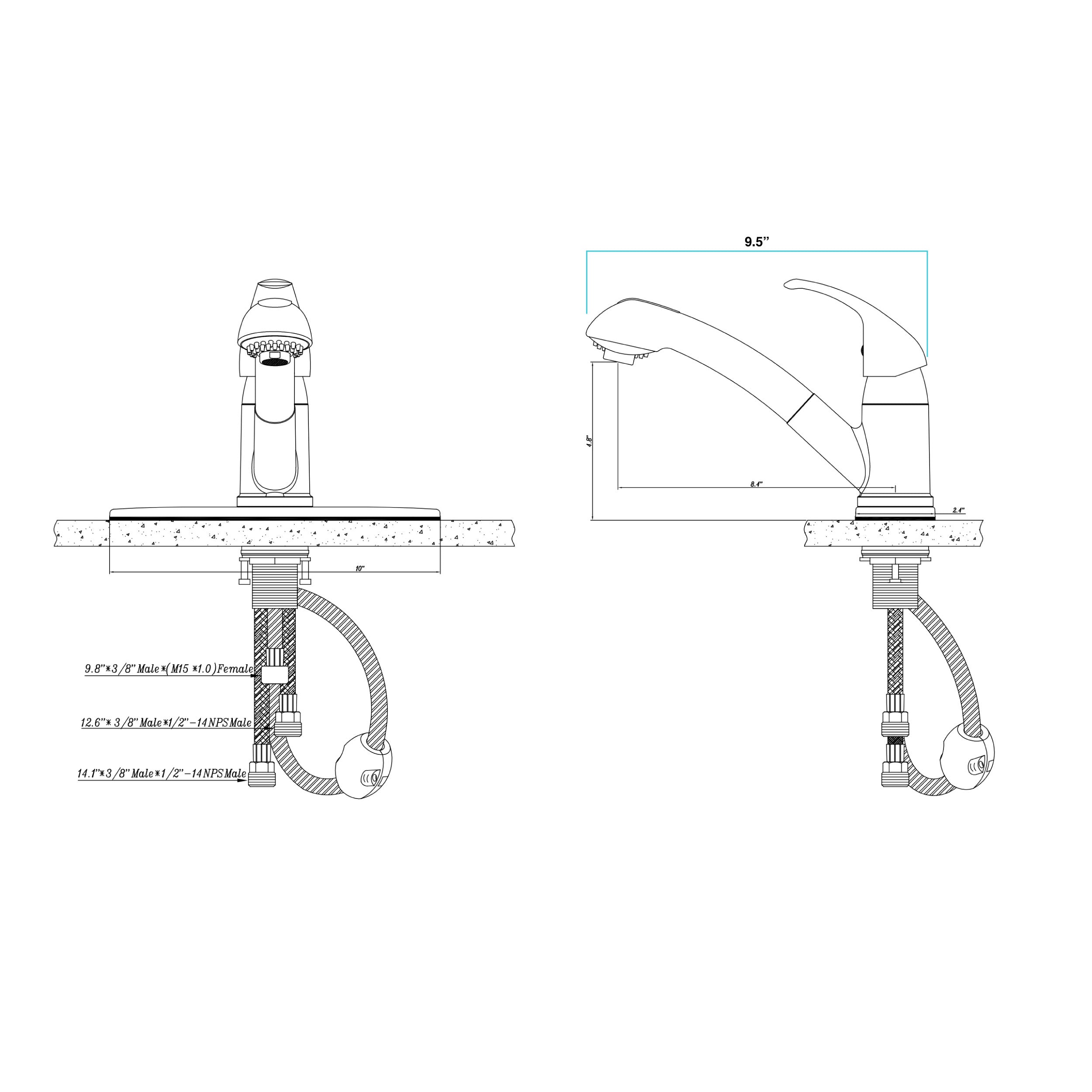 Dura Faucet DF-NMK852 Pull-Out RV Kitchen Faucet with Optional Deck Plate - image 8