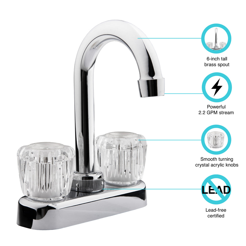 Dura Faucet DF-PB150A-CP RV Bar Faucet - Clear Knobs - image 2