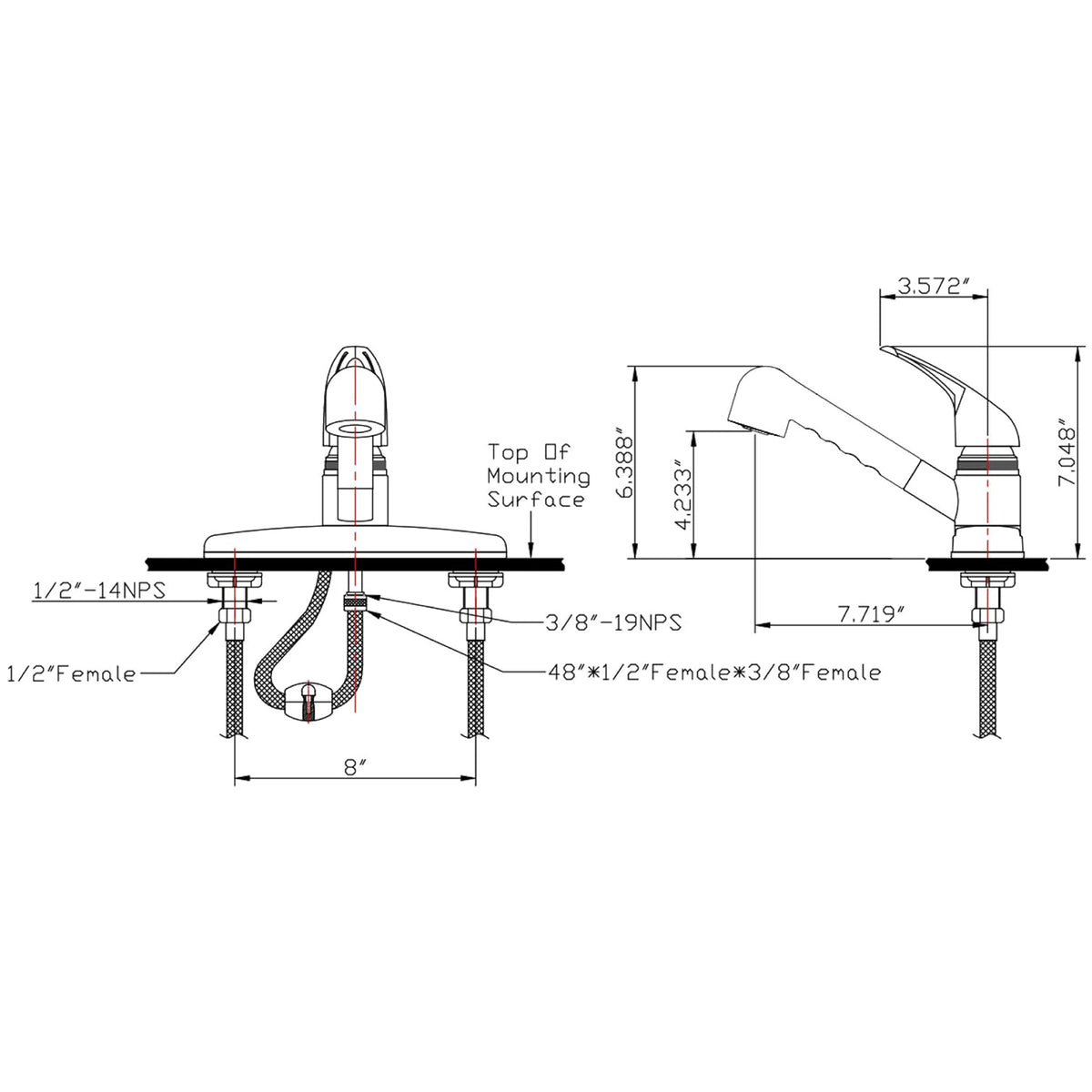 Non-Metallic Pull-Out RV Kitchen Faucet (DF-PK100)