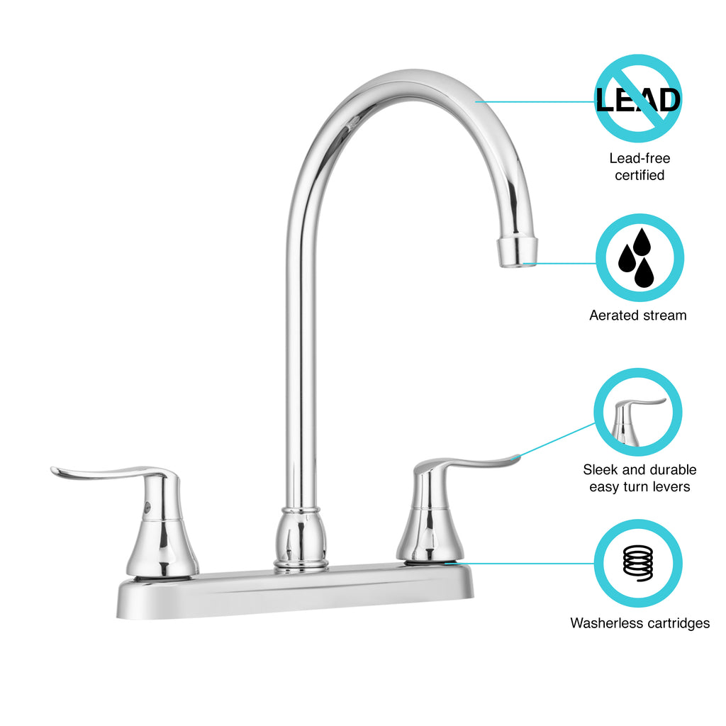 Dura Faucet DF-PK330HLH Elegant J-Spout RV Kitchen Faucet for Motorhomes, 5th Wheels, Trailers, and Campers - image 2