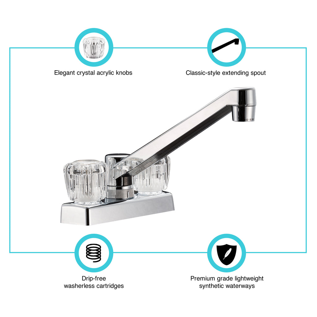 Dura Faucet DF-PK640 4" RV Kitchen, Galley, or Bar Faucet - with Acrylic Knobs - image 2