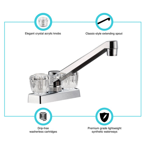 Dura Faucet DF-PK640 4" RV Kitchen, Galley, or Bar Faucet - with Acrylic Knobs - image 2