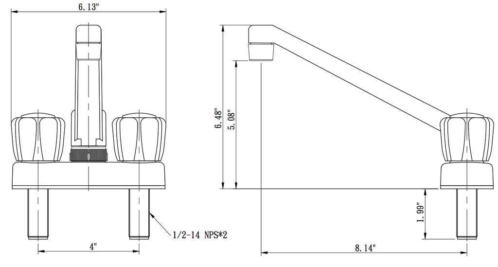 Dura Faucet DF-PK640 4" RV Kitchen, Galley, or Bar Faucet - with Acrylic Knobs - image 4