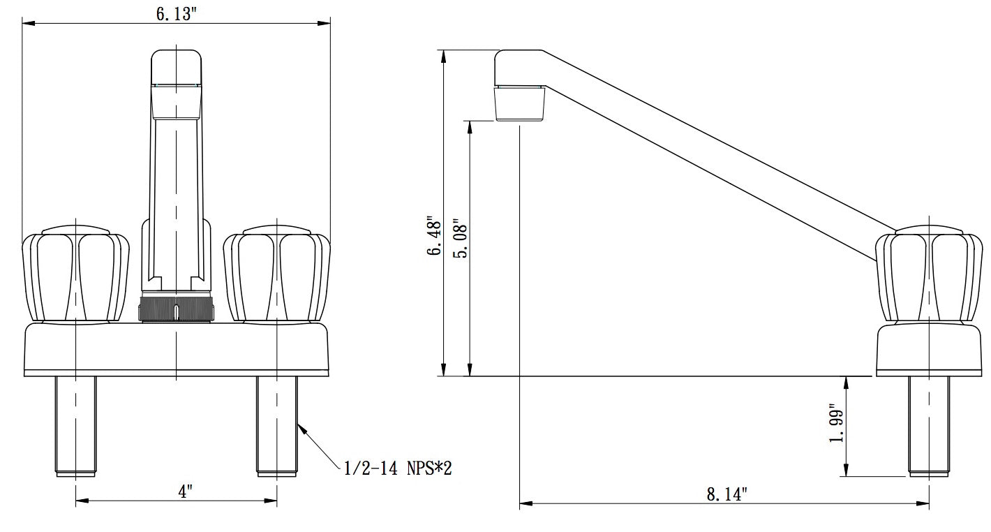 Dura Faucet DF-PK640 4" RV Kitchen, Galley, or Bar Faucet - with Acrylic Knobs - image 4