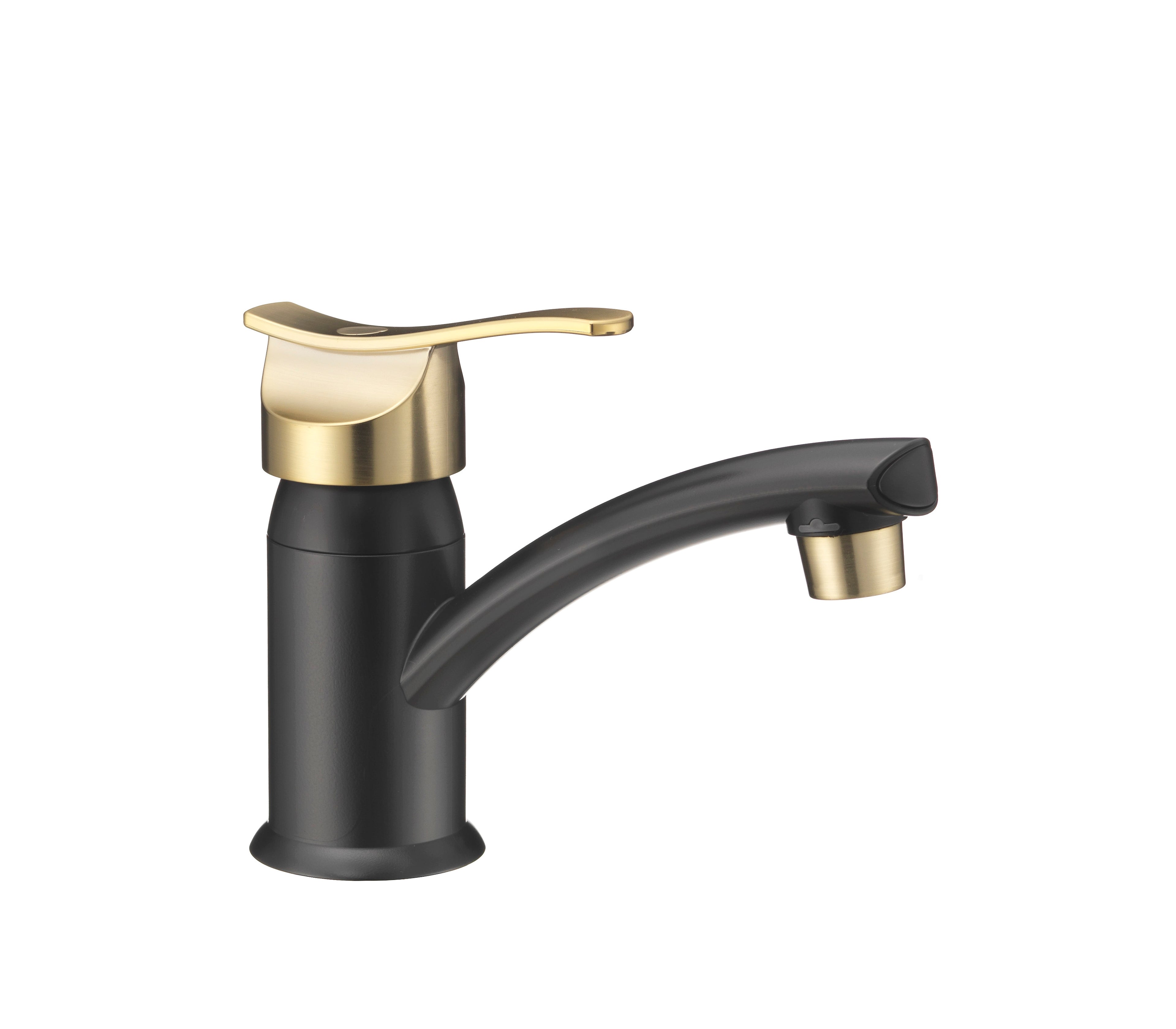 Dura Faucet DF-PL200 RV Streamline Single Lever Centerset Lavatory Sink Faucet - Matte Black and Matte Gold