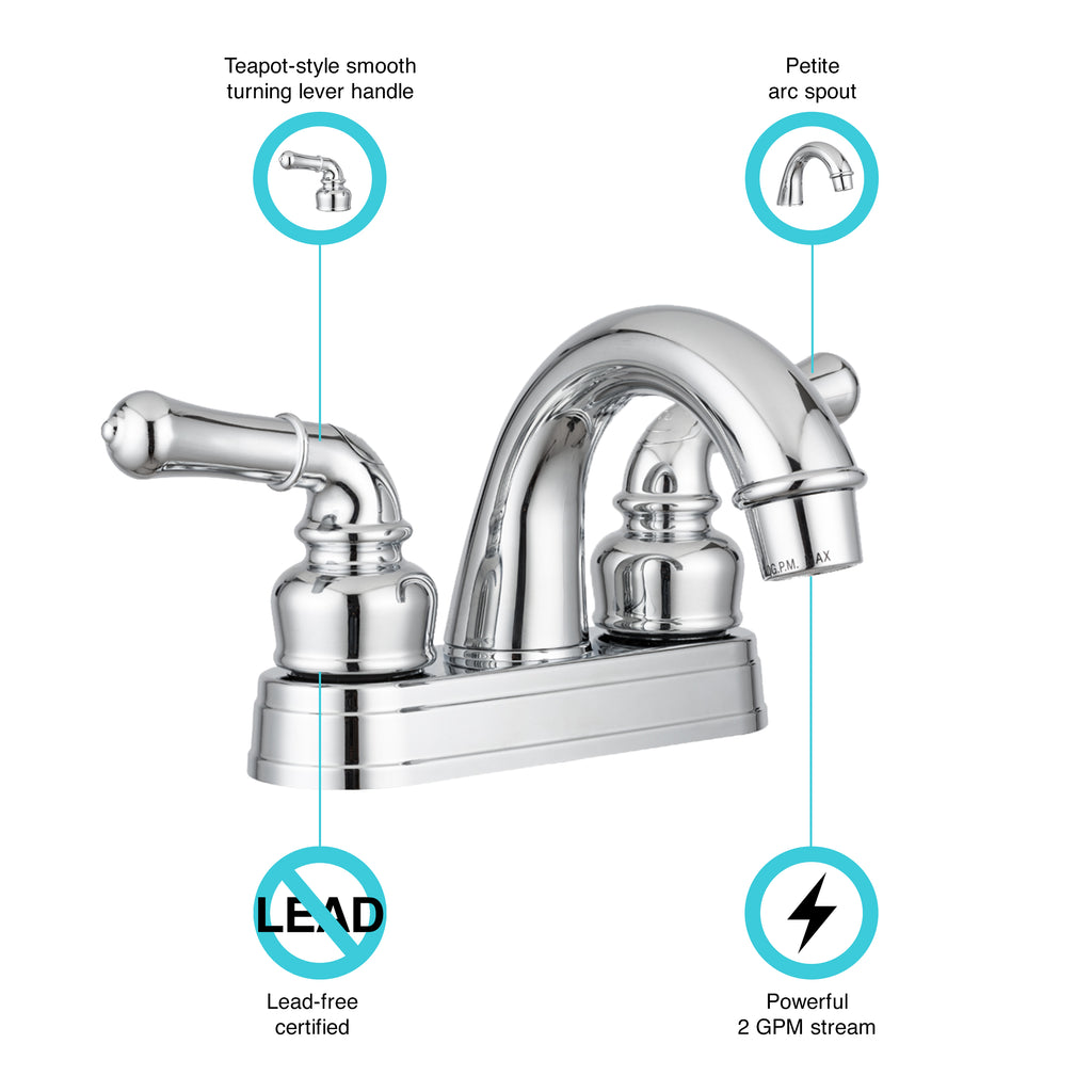 Dura Faucet DF-PL620C Classical Two Handle Arc Spout RV Lavatory Faucet - image 2