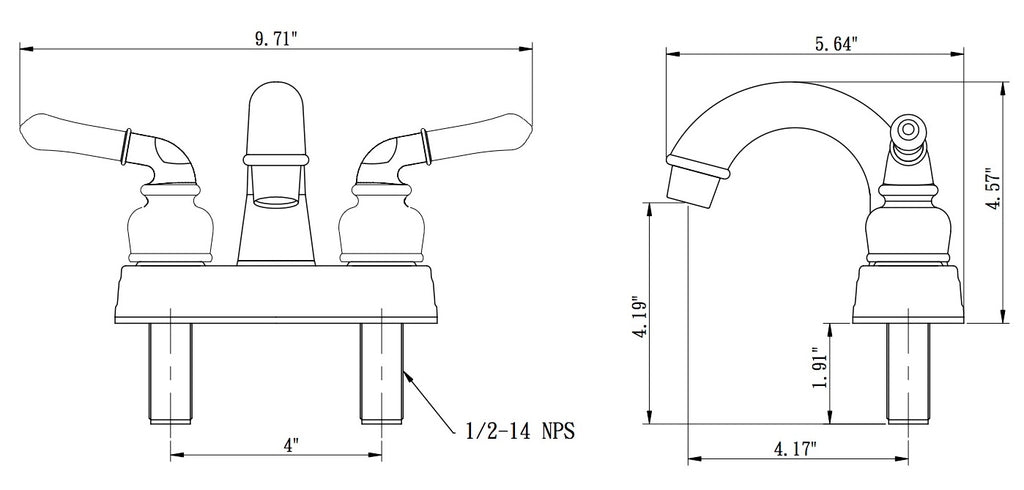 Dura Faucet DF-PL620C Classical Two Handle Arc Spout RV Lavatory Faucet - image 5