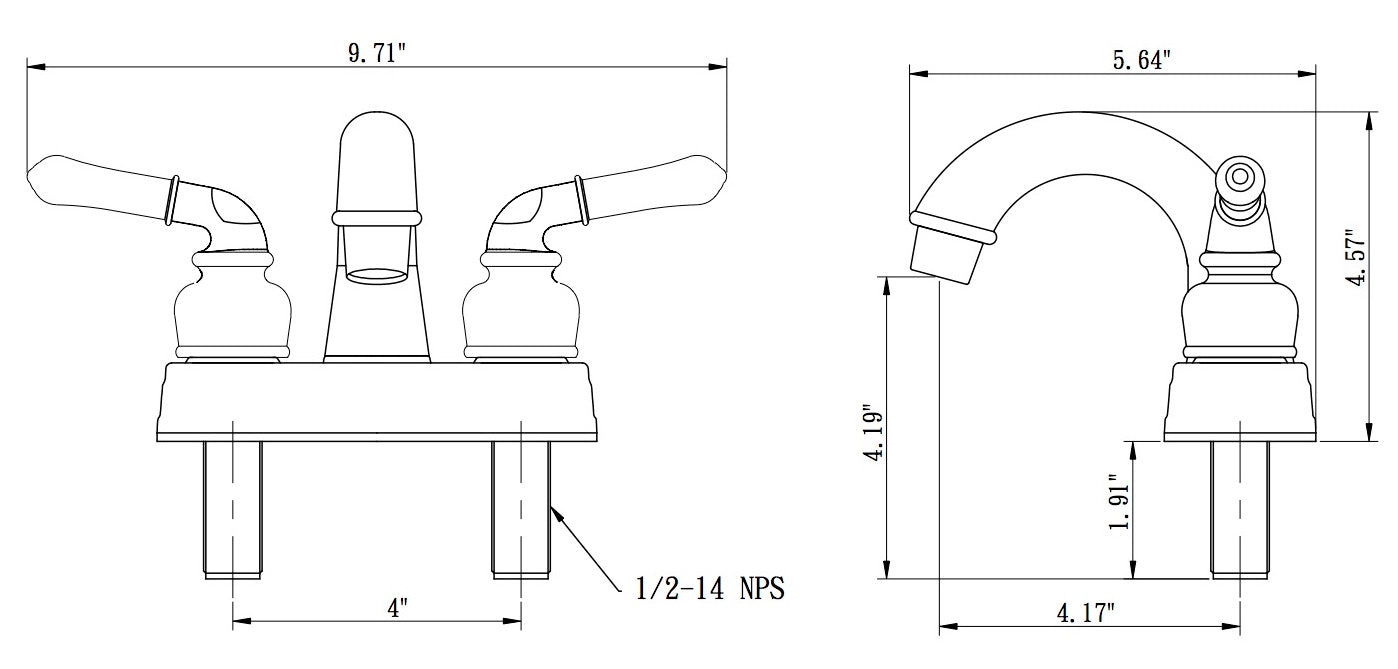 Dura Faucet DF-PL620C Classical Two Handle Arc Spout RV Lavatory Faucet - image 5