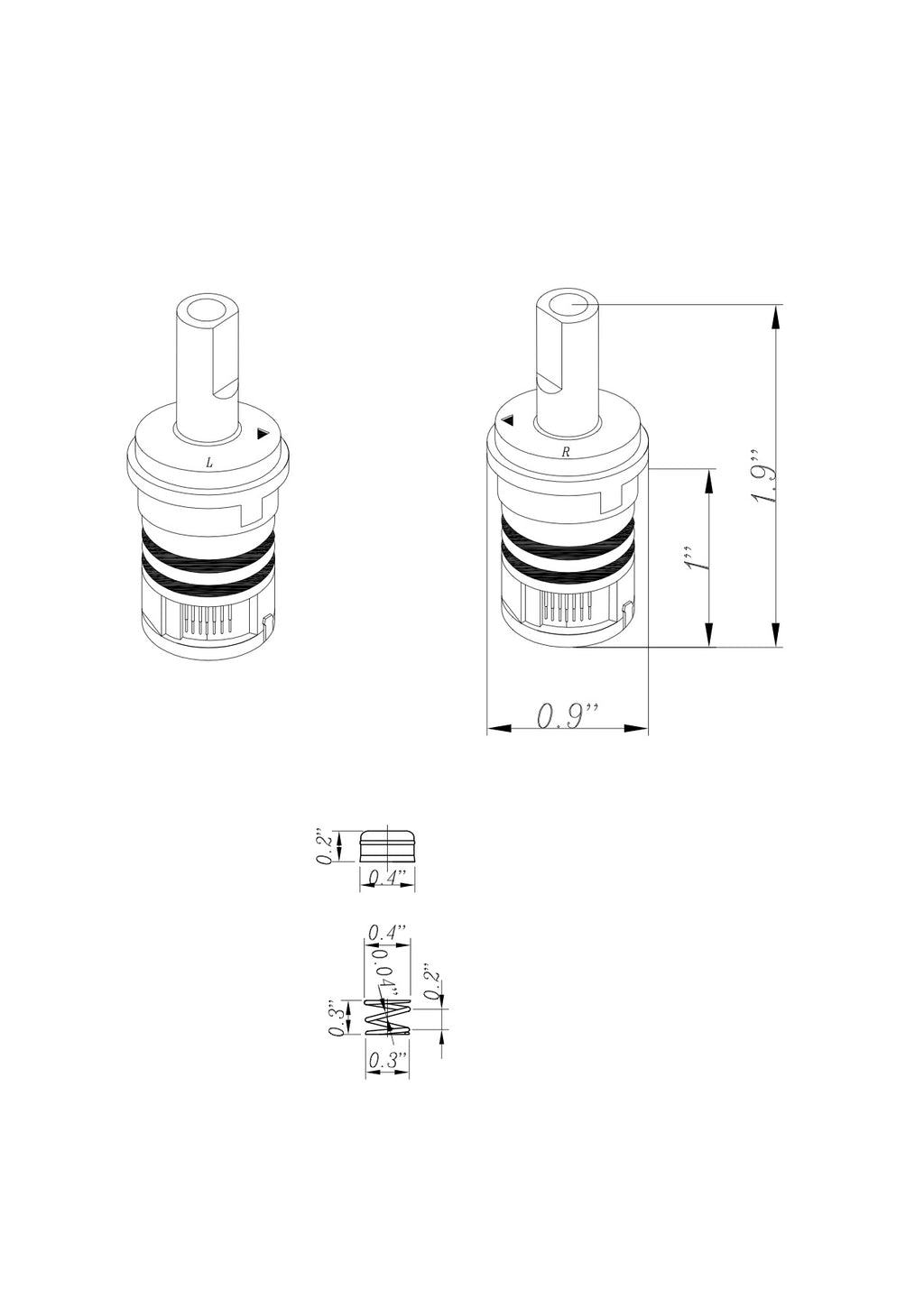 Dura Faucet DF-RK630 RV Cartridge Replacement Kit for DF-PK340L Lever Handles - image 3