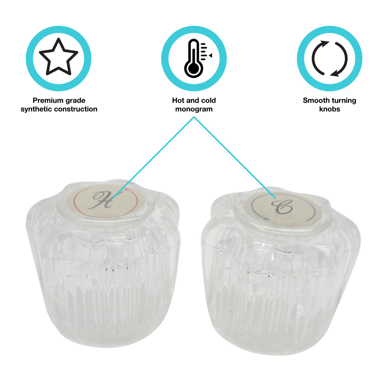 Dura Faucet DF-RKA RV Crystal Clear Acrylic Knobs - image 2