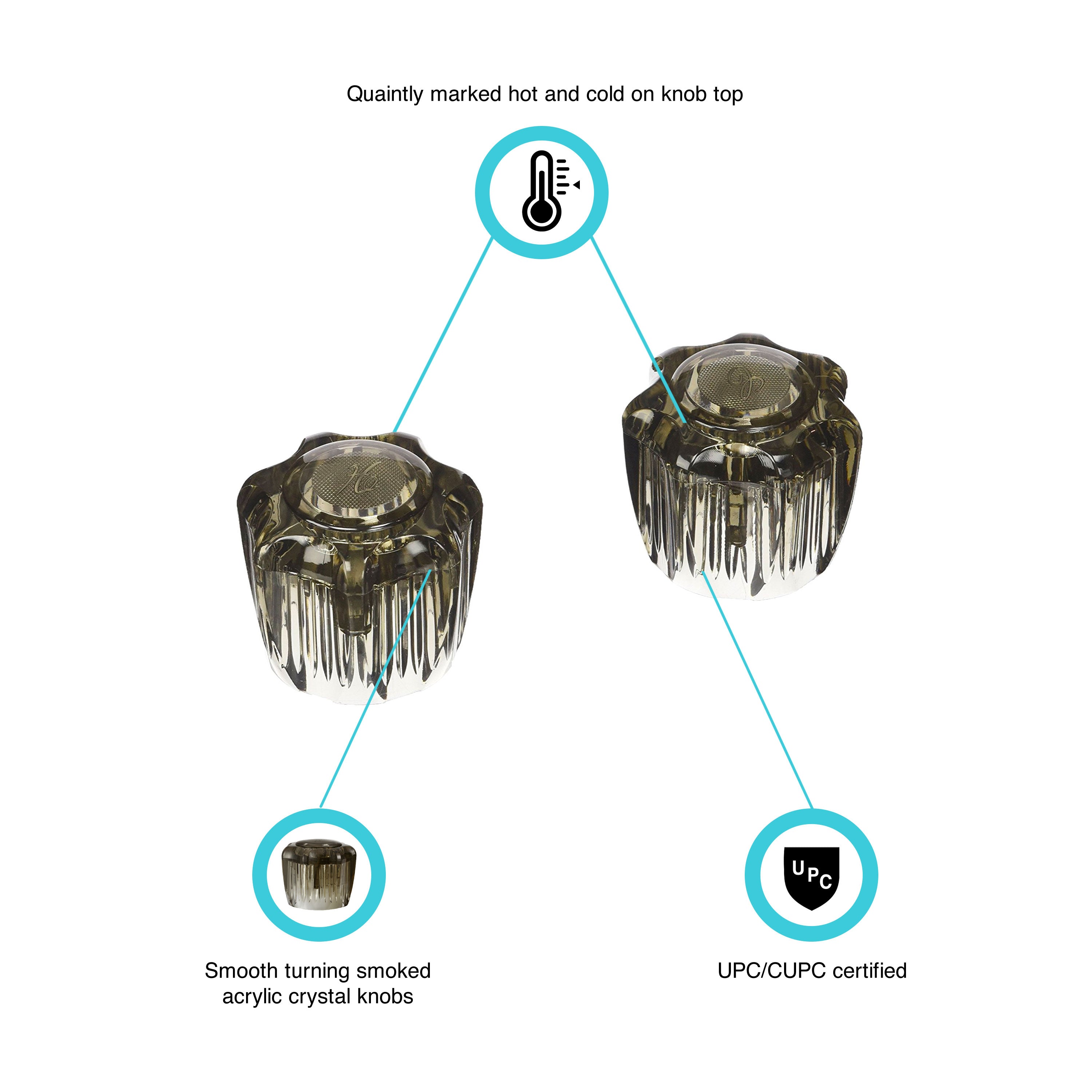 Dura Faucet DF-RKS RV Smoked Acrylic Knobs - image 2