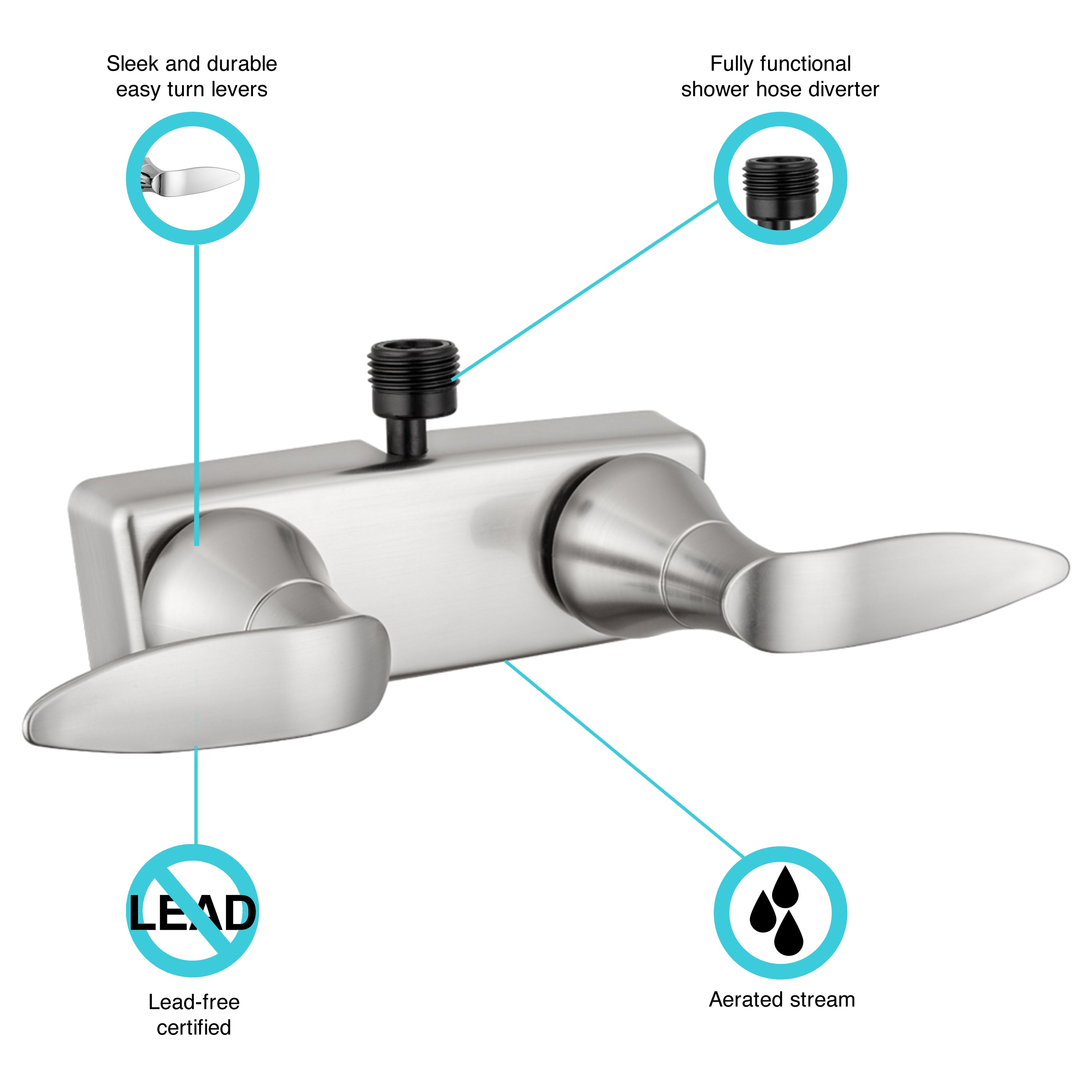 Dura Faucet DF-SA100LH Elegant RV Shower Faucet Valve Diverter for Motorhomes, 5th Wheels, Trailers, and Campers - image 2