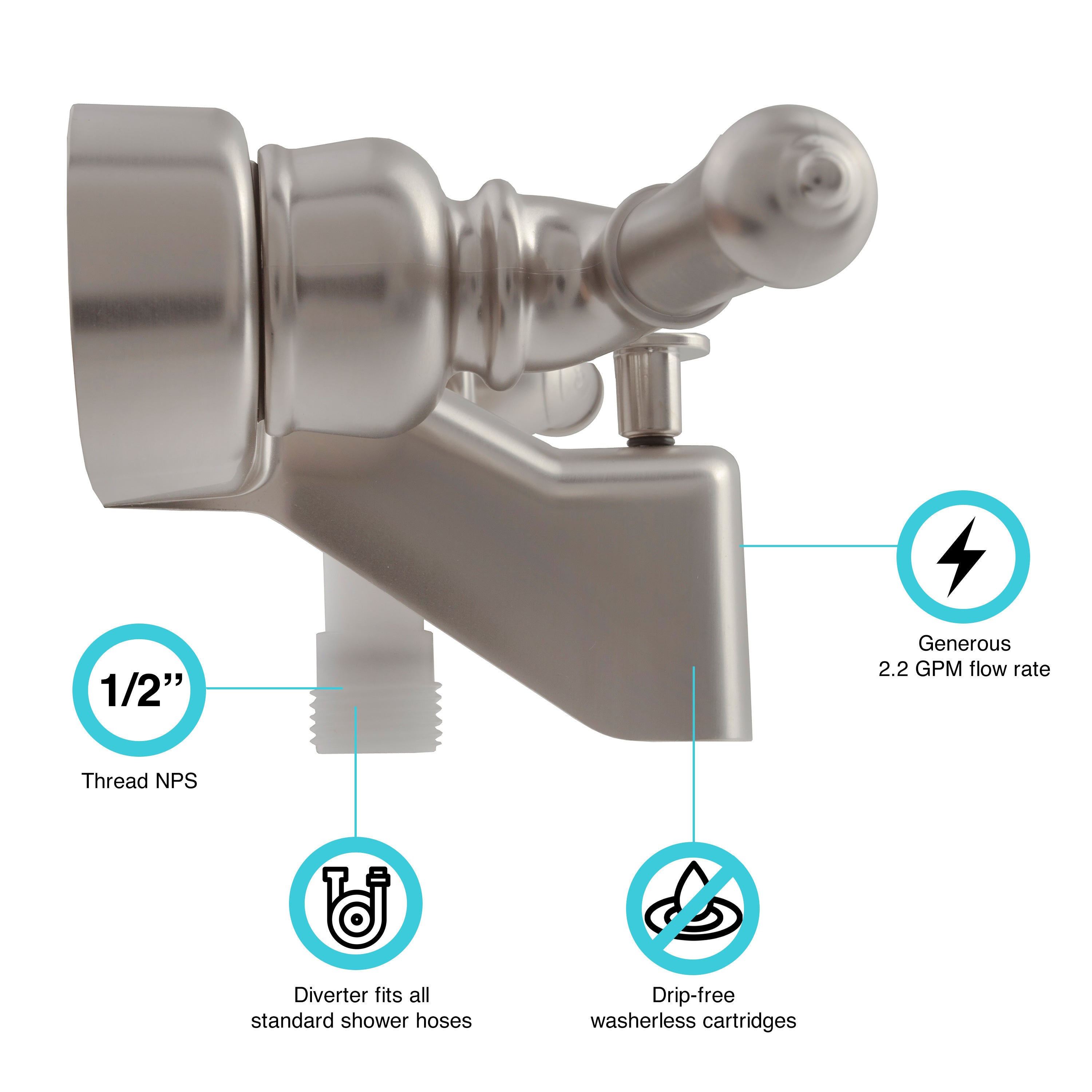 Dura Faucet DF-SA110C Classical RV Tub & Shower Diverter Faucet - image 2