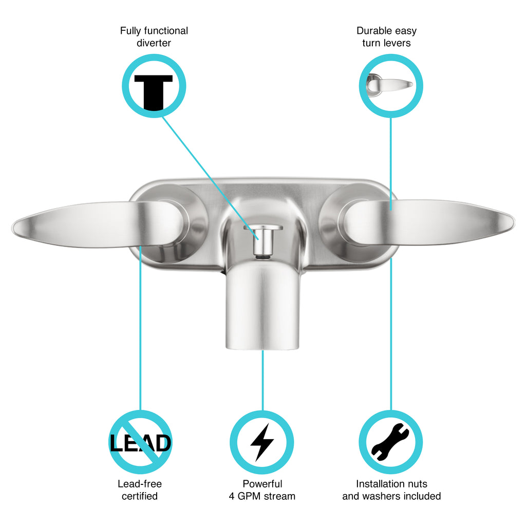 Dura Faucet DF-SA110LH Elegant RV Tub & Shower Diverter Faucet for Motorhomes, 5th Wheels, Trailers, and Campers - image 2