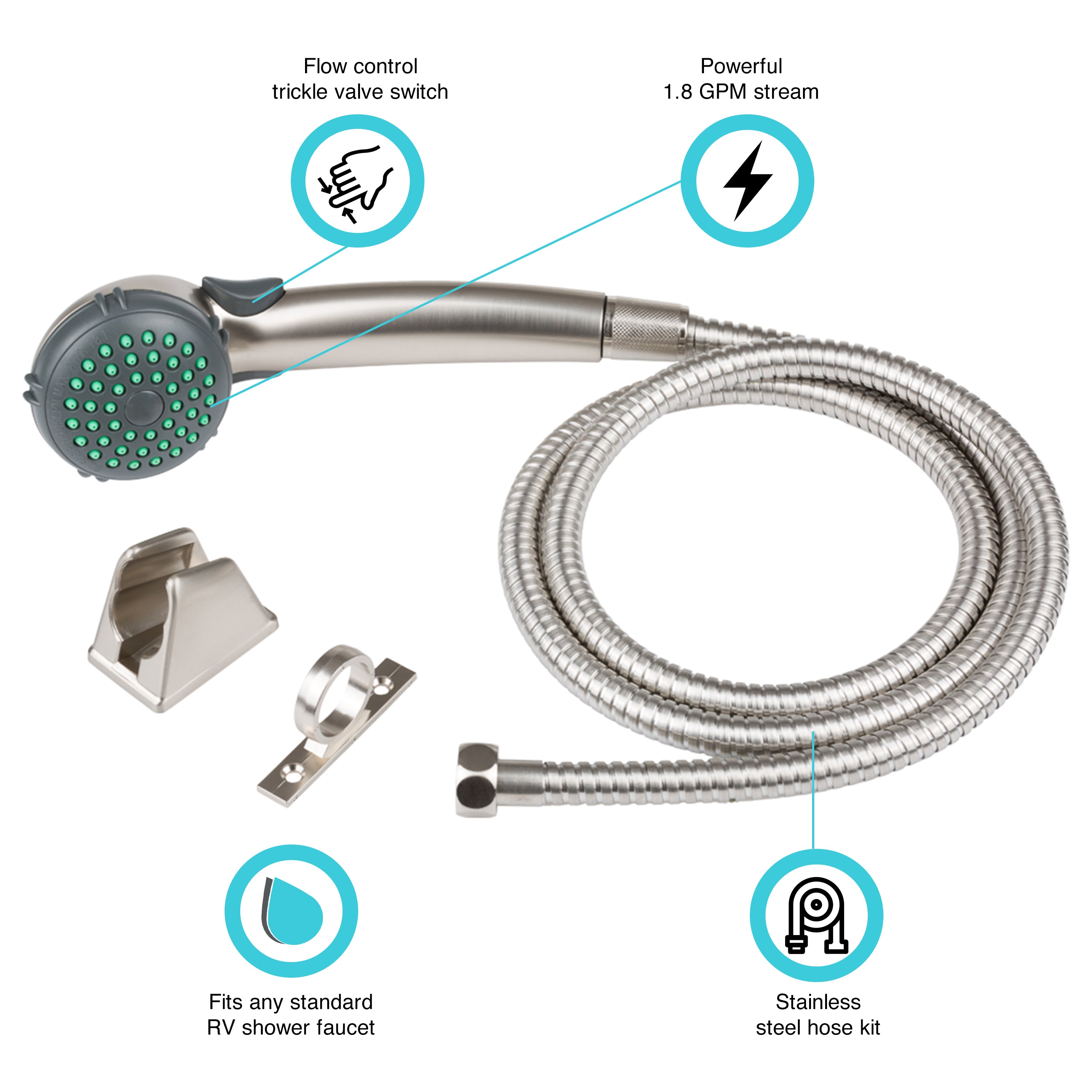 Dura Faucet DF-SA400K RV Hand Held Shower Head and Hose Replacement Kit - image 2