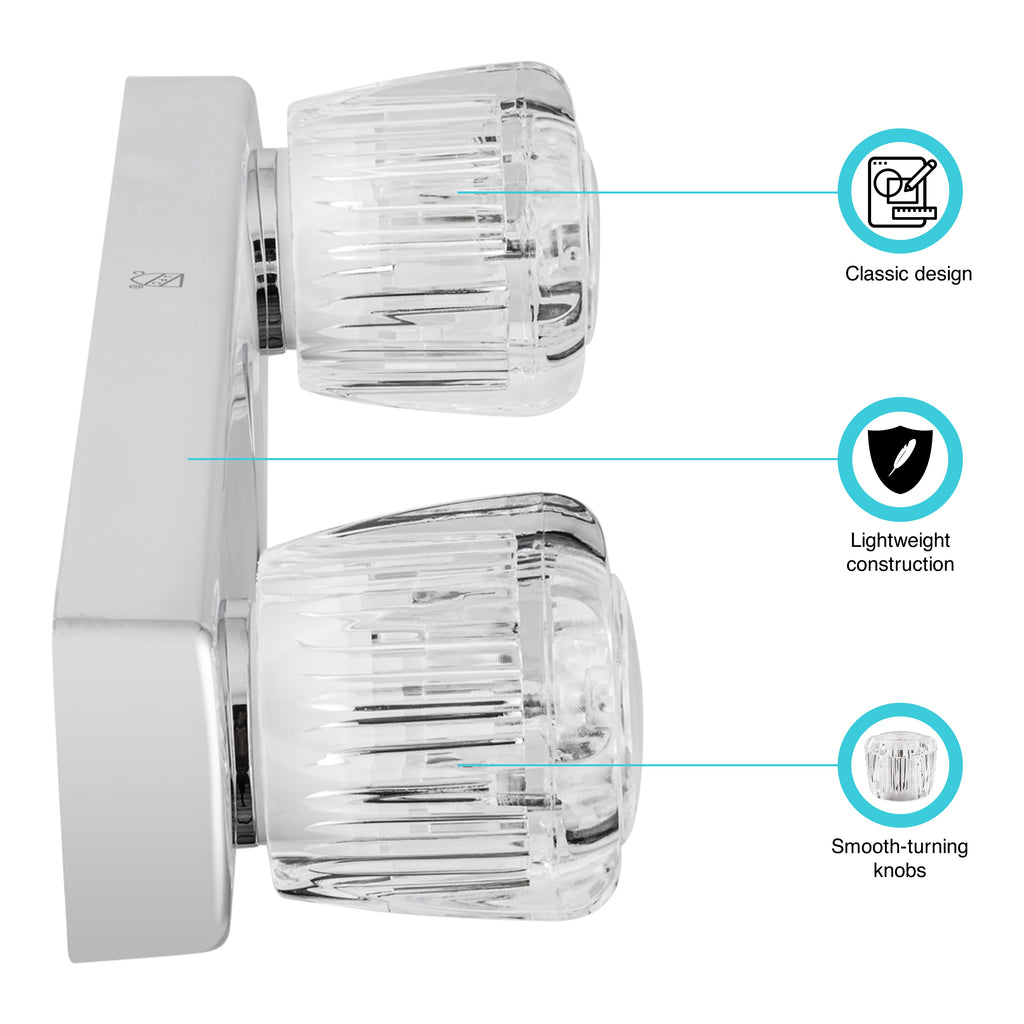Dura Faucet DF-SA600A-CP RV Economical Shower Faucet with Crystal Acrylic Knobs (Chrome Polished) - image 2
