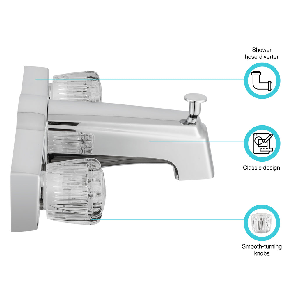 Dura Faucet DF-SA610A-CP RV Economical Classic Tub and Shower Faucet with Diverter (Chrome Polished) - image 2