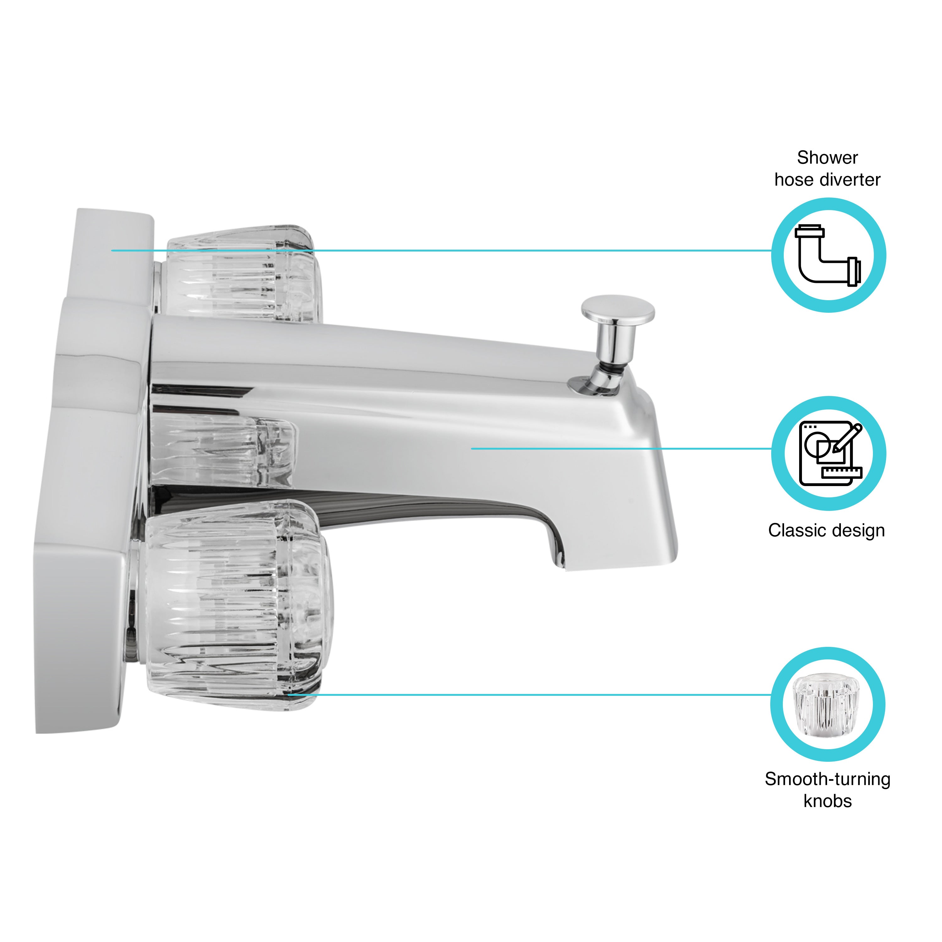 Dura Faucet DF-SA610A-CP RV Economical Classic Tub and Shower Faucet with Diverter (Chrome Polished) - image 2