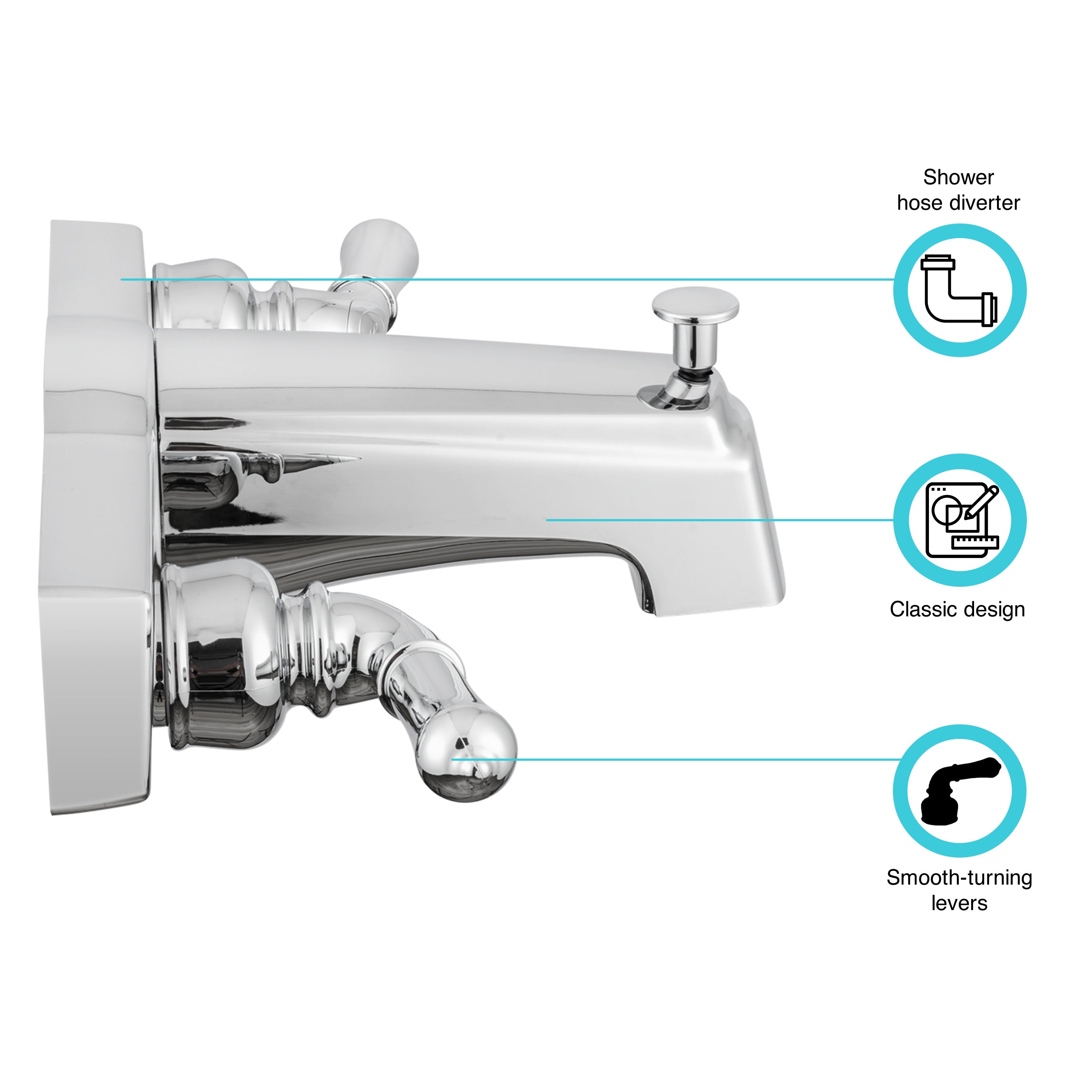Dura Faucet DF-SA610C-CP RV Economical Classical Tub and Shower Diverter (Chrome Polished) - image 2
