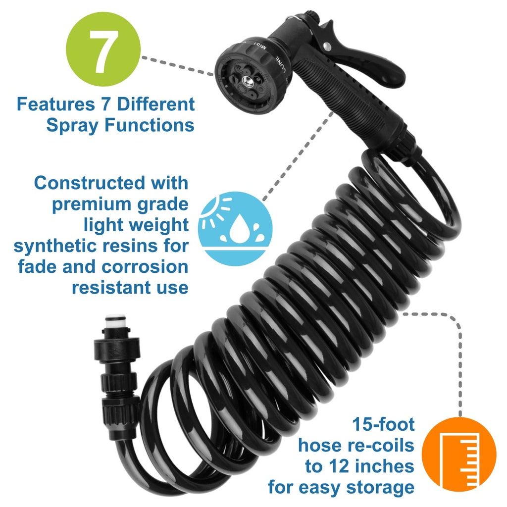Dura Faucet DF-SA187-BK RV Exterior Quick Connect Sprayer & Hose Kit - Black 15-Foot Coiled Hose - Authentic Dura Faucet Replacement Hose for Exterior Sprayer Kits - image 2