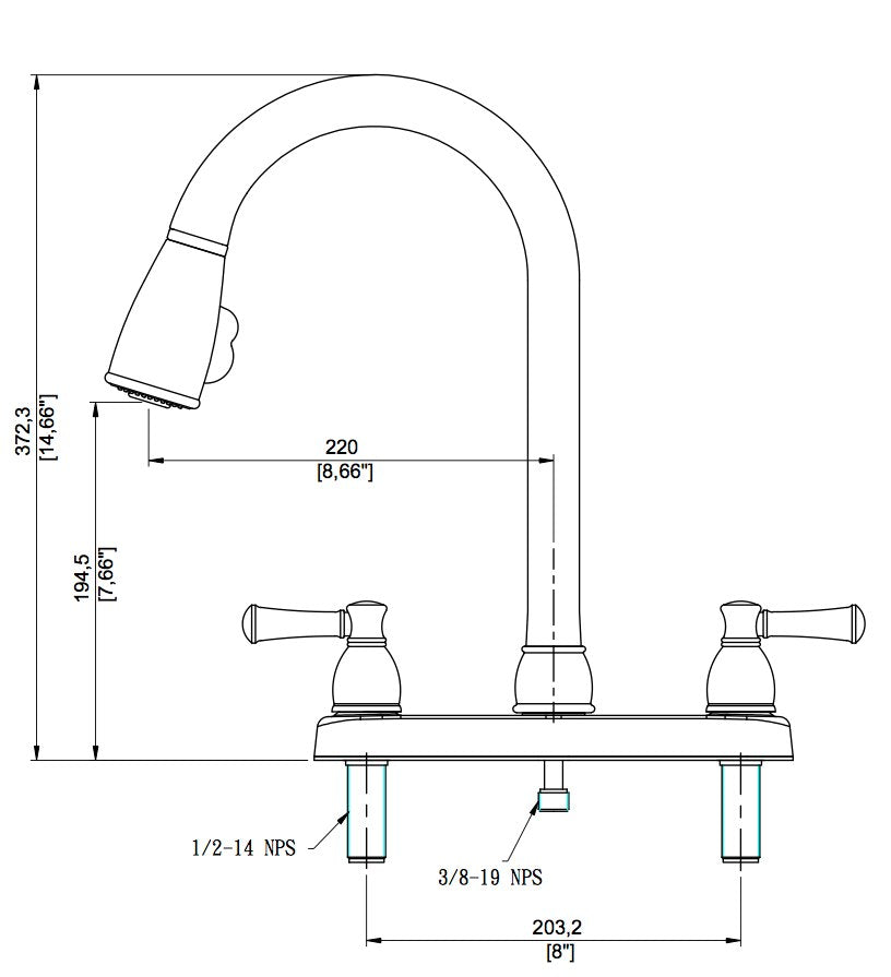 Dura Faucet DF-PK350L Non-Metallic Dual Lever Pull-Down RV Kitchen Faucet - image 5