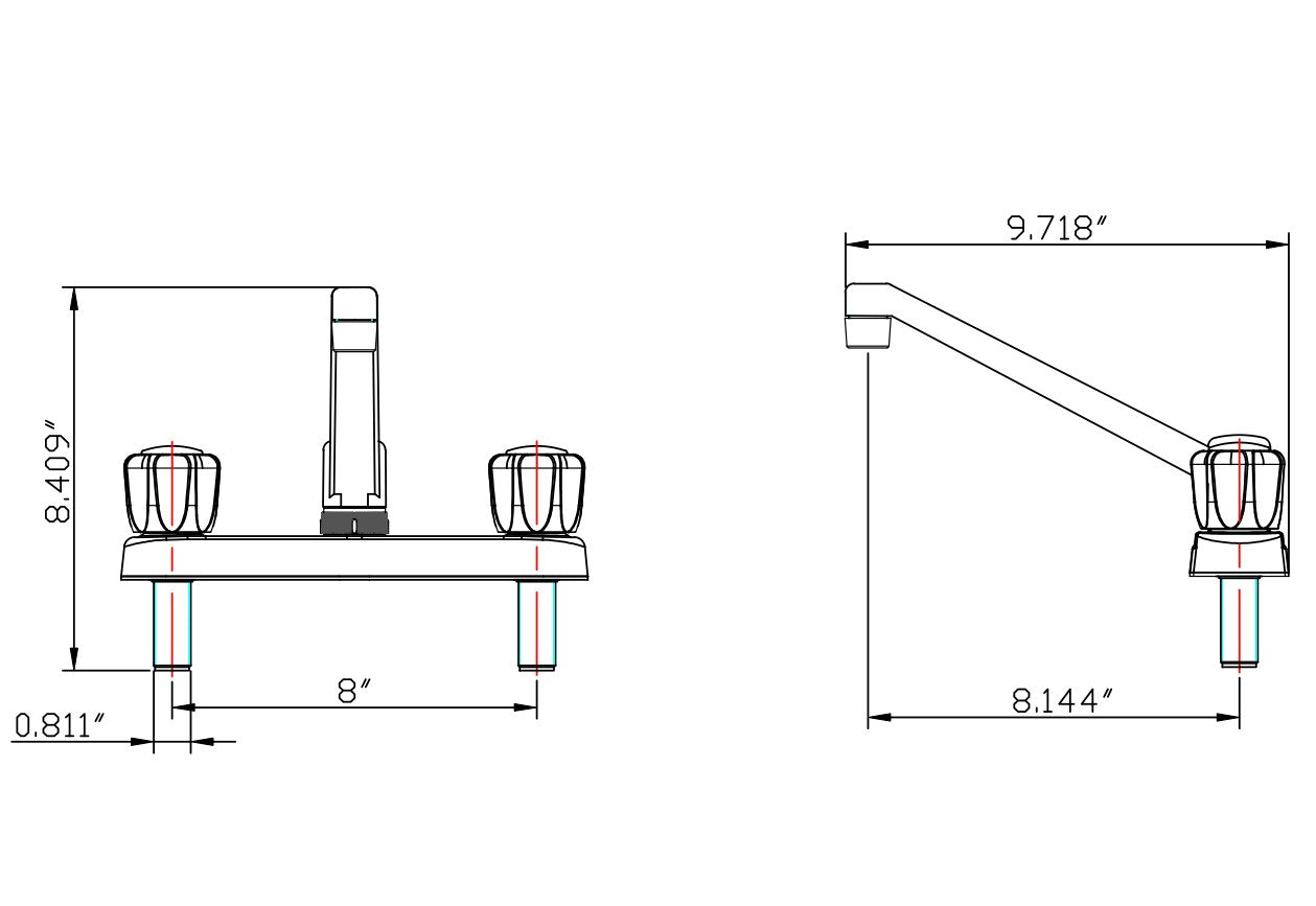 Dura Faucet DF-PK600A-CP Two Handle RV Kitchen Faucet - Crystal Acrylic Knobs - image 3