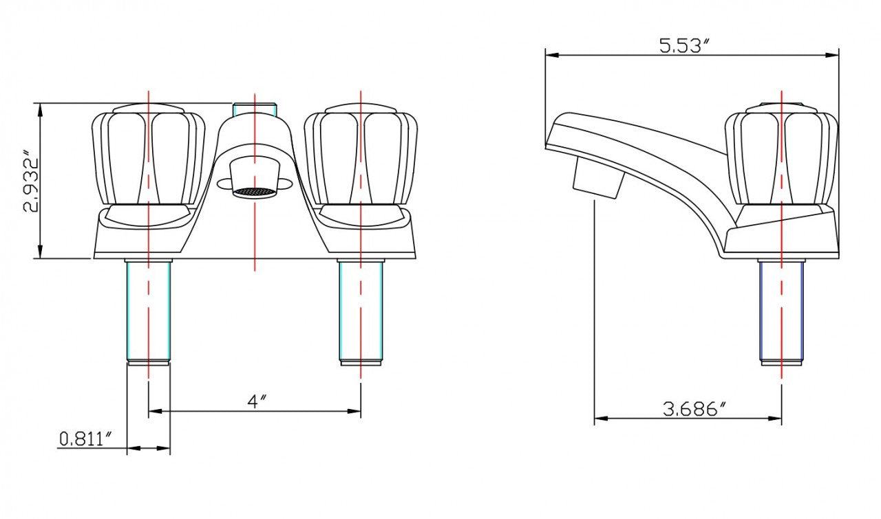 Dura Faucet DF-PL720A-CP RV Lavatory Faucet w/ Shower Diverter - Clear Knobs - image 3